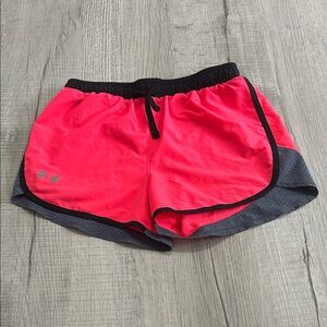 Under Armour Neon Pink Girls' Athletic Shorts with Gray Accent